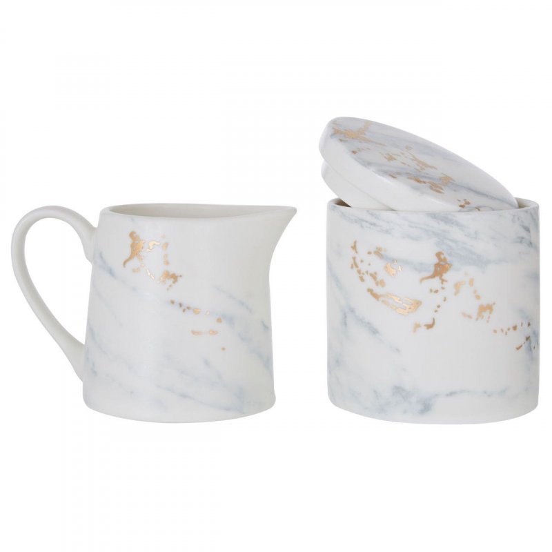Marble Lux Sugar Pot and Creamer