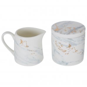 Marble Lux Sugar Pot and Creamer